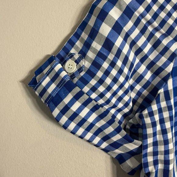 Theory Mayvine Dillon Plaid Linen Mini Shirt Dress Women 4 Blue White Preppy NWT - Picture 9 of 16